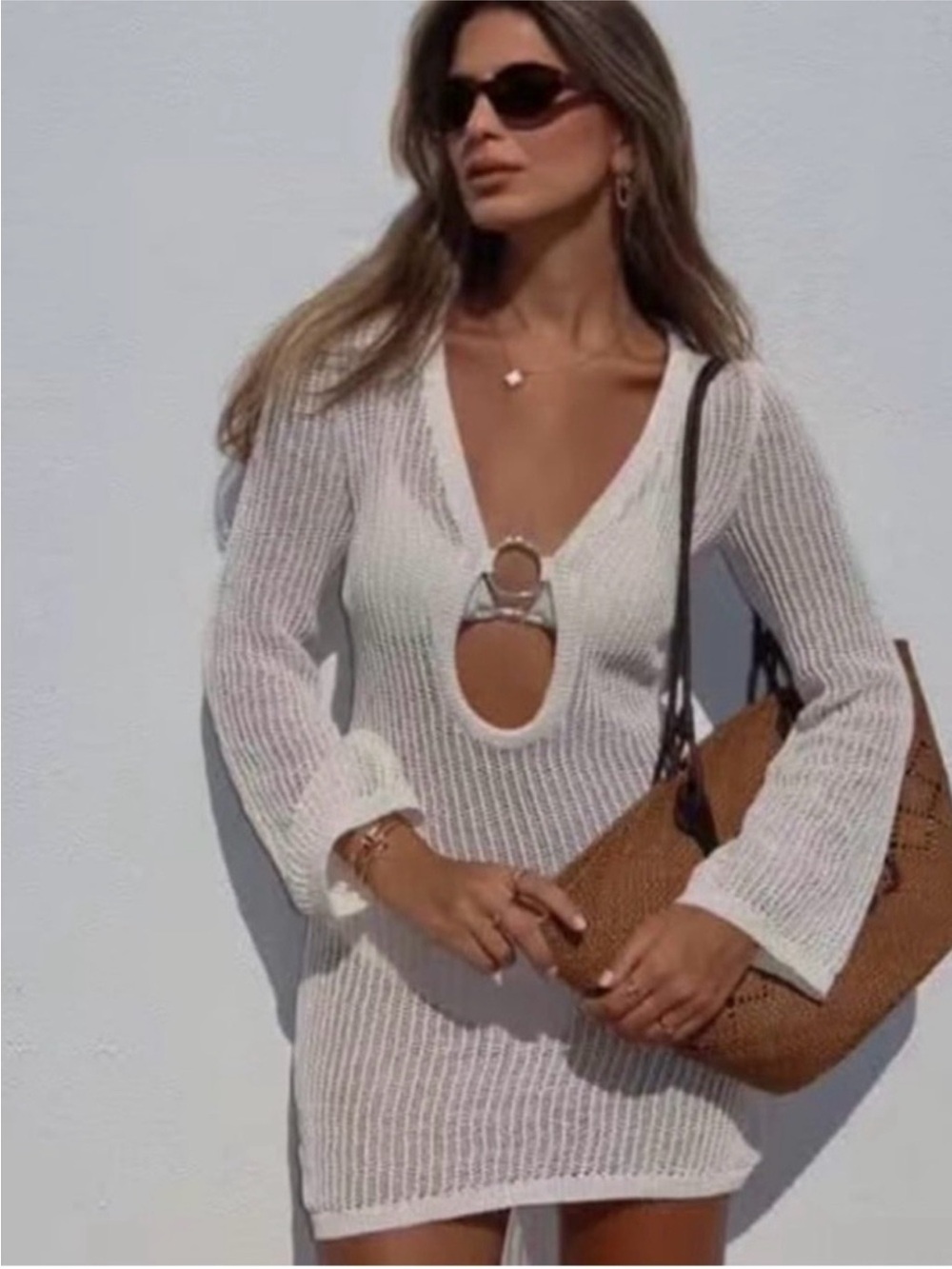 House of Harlow White Knit Beach Cover Up Dress NWT Size S